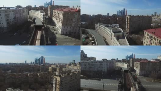 空中地铁到隧道莫斯科城市大桥高清在线视频素材下载