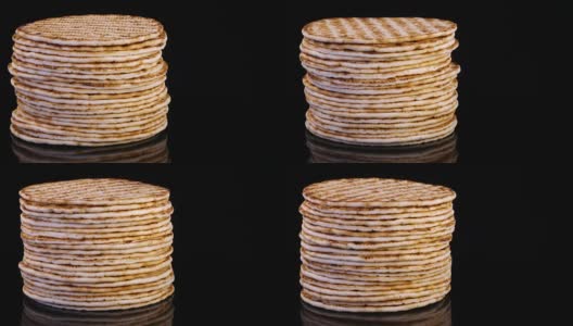 美味的扁面包(卷饼，皮塔饼，薄饼，司康饼)旋转高清在线视频素材下载