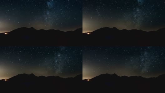 银河系和星星在星空上的山影天文时光流逝高清在线视频素材下载