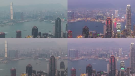 延时拍摄:从香港太平山顶的日出到日落。高清在线视频素材下载