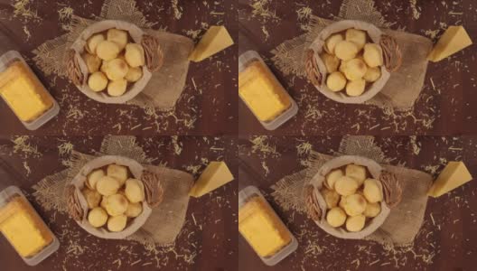 奶酪面包篮子和奶酪片高清在线视频素材下载
