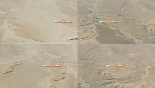 发射巡航导弹飞过沙漠上空。高清在线视频素材下载