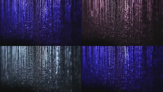 五颜六色的雨背景，雨滴从玻璃上落下高清在线视频素材下载