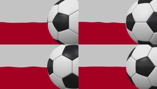 足球循环与波兰国旗的背景高清在线视频素材下载