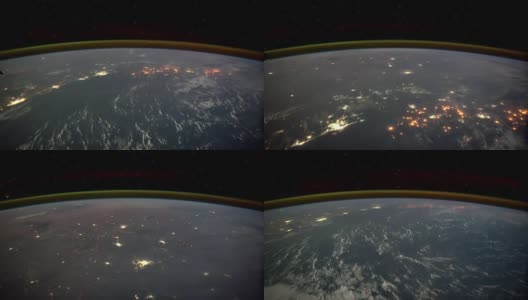 从国际空间站看到的地平线上的行星地球和银河系。这段视频由美国宇航局提供高清在线视频素材下载