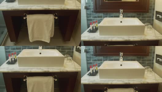 现代浴室和脸盆的内部视图高清在线视频素材下载