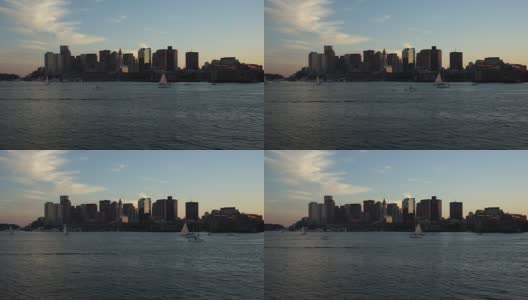 日落时分的波士顿天际线高清在线视频素材下载
