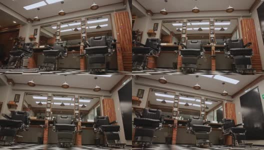 摄影机上的斯坦尼康显示了一个美丽的理发店的内部设计高清在线视频素材下载