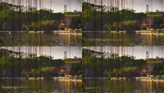 中国艳阳天珠海市著名公园湖全景4k时间高清在线视频素材下载
