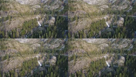 接近鹰瀑布瀑布在太浩湖，美国加州高清在线视频素材下载