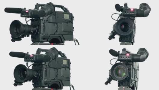 专业数码摄像机，隔离在白色背景上高清在线视频素材下载