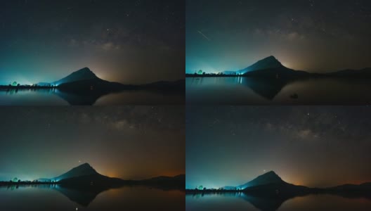 银河银河风景山和湖，时间流逝视频高清在线视频素材下载