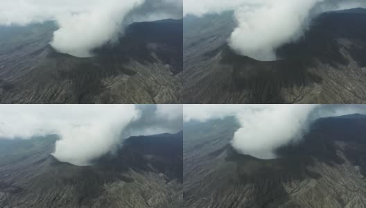 布罗莫火山喷发的鸟瞰图高清在线视频素材下载