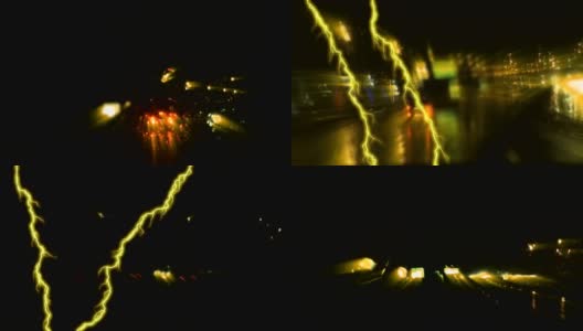 黄色的闪电和繁忙的道路高清在线视频素材下载