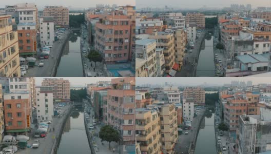 鸟瞰图的村庄在城市，广州，中国。高清在线视频素材下载