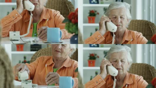 电话1080hd上的老妇人高清在线视频素材下载