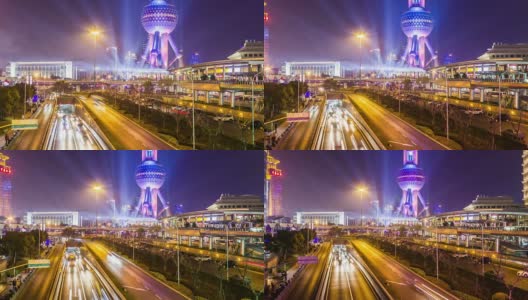时光流逝——上海夜间交通(放大)高清在线视频素材下载