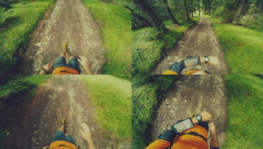 POV Trail running in the forest:查看智能手表高清在线视频素材下载