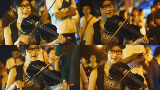 女人玩小提琴高清在线视频素材下载