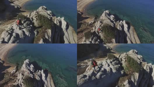 攀登海边4K高清在线视频素材下载