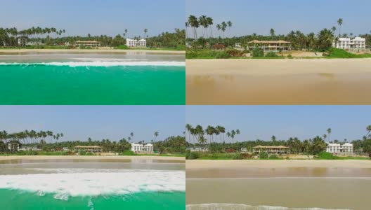 放大大海对面的沙滩和酒店高清在线视频素材下载