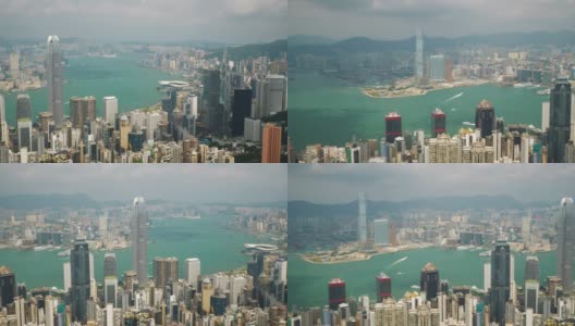 香港艳阳天著名的维多利亚山顶城市全景4k高清在线视频素材下载