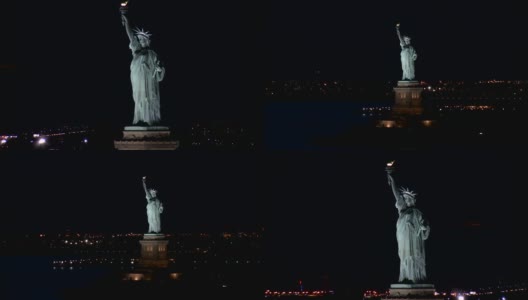 3 / 1的自由女神像在晚上高清在线视频素材下载