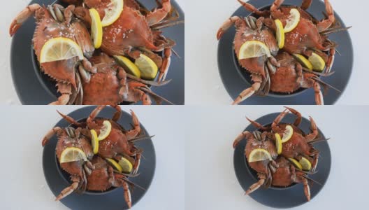 煮红蟹，美味健康的海鲜高清在线视频素材下载