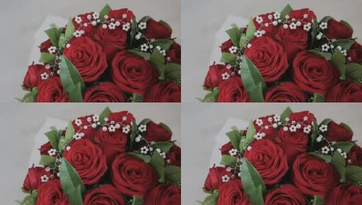 婚礼上的红玫瑰花束高清在线视频素材下载