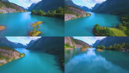 洛瓦内特湖美丽的自然挪威。高清在线视频素材下载
