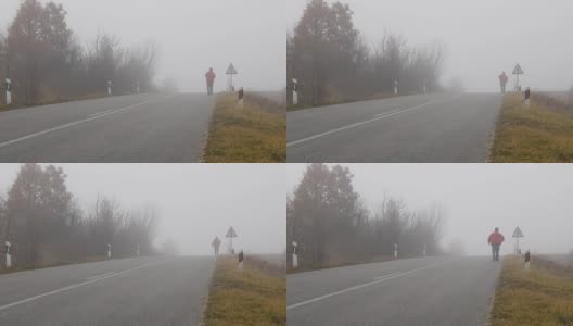 人在雾中行走高清在线视频素材下载