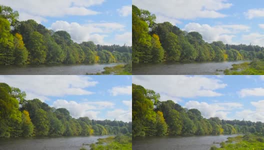 苏格兰秋天的树木和美丽的河流高清在线视频素材下载