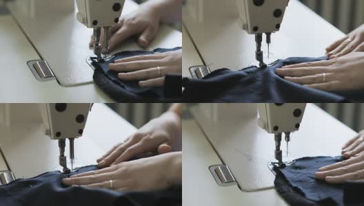 女时装设计师工作与缝纫机在工作室高清在线视频素材下载