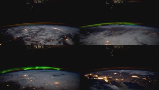 从国际空间站上看到的夜晚的地球。这段视频由美国宇航局提供。高清在线视频素材下载