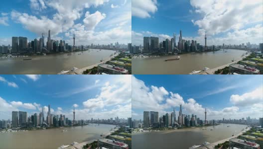 时间流逝的上海天际线和城市景观与多云的天空高清在线视频素材下载