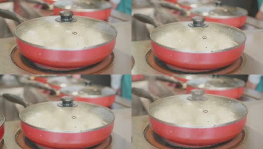 用煎锅煮包子高清在线视频素材下载
