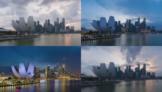 新加坡城市从早到晚的变化高清在线视频素材下载
