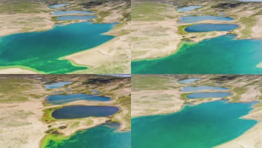 草原湿地遍布着众多的湖泊高清在线视频素材下载
