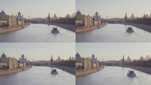 莫斯科河和克里姆林宫的景色，莫斯科，俄罗斯高清在线视频素材下载