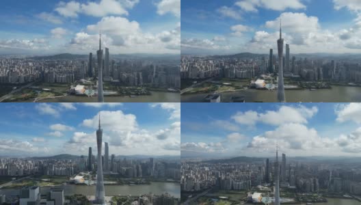 俯视图广州塔在广州，中国高清在线视频素材下载