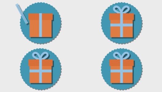 圣诞礼盒与丝带和蝴蝶结橙色和蓝色高清在线视频素材下载