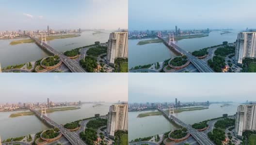 日落延迟摄影城市交通桥梁高清在线视频素材下载