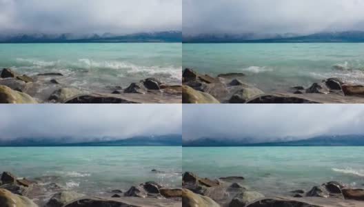 4K时光流逝:新西兰南岛美丽的普卡基湖。高清在线视频素材下载