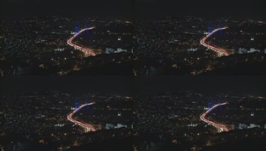 晚上的伊斯坦布尔博斯普鲁斯大桥高清在线视频素材下载