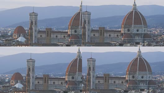 从左到右拍摄的佛罗伦萨大教堂，意大利高清在线视频素材下载