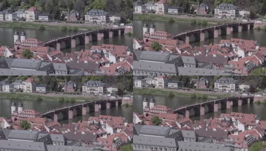 海德堡鸟瞰图，城市景观高清在线视频素材下载