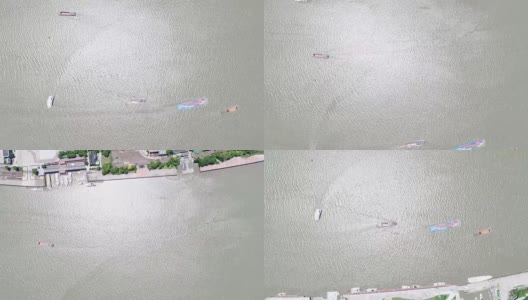 无人机拍摄:中国上海黄浦江上空，4K拍摄高清在线视频素材下载