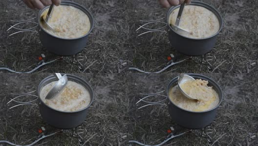 在营地里远足食物高清在线视频素材下载