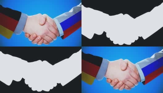 德国-俄罗斯/握手的概念动画国家和政治/与matte频道高清在线视频素材下载