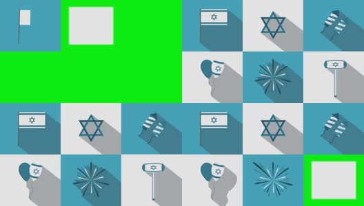 以色列独立日假日平面设计动画图标集与传统符号高清在线视频素材下载